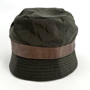 Viktor & Rolf Taupe Gray Nylon Leather Banded Outdoor Couture Medium Bucket Hat